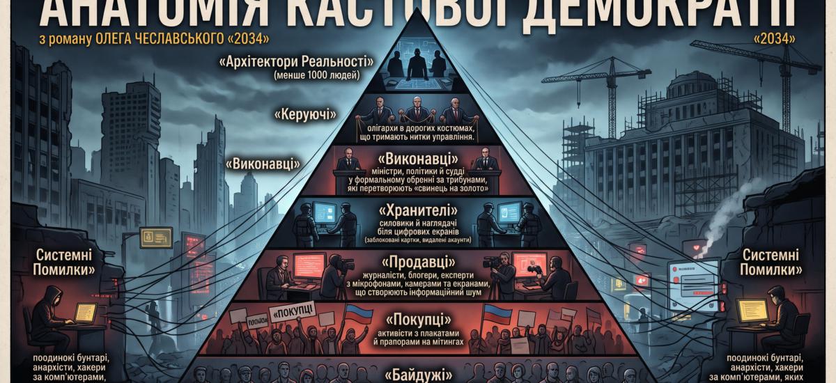 Олег Чеславський в романі "2034" пояснює, чому демократія перетворилась на інструмент влади